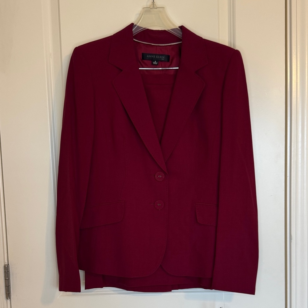 Anne Klein Women's Bold Red Suit Jacket w/ Matching Skirt